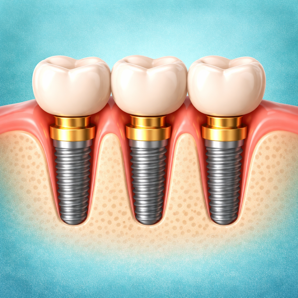 implant multiples pour remplacer plusieurs dents manquantes.