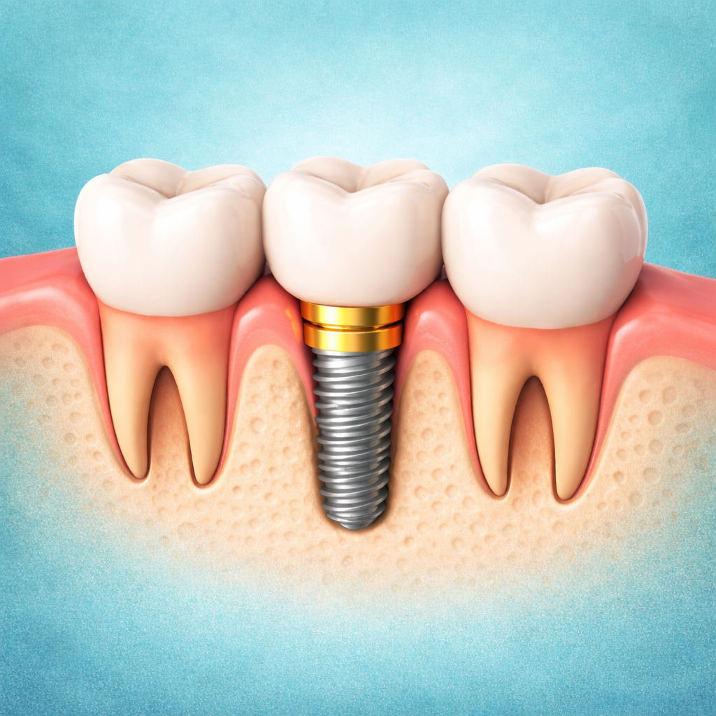 Implant unitaire pou remplacer une dent manquante.
